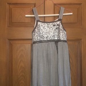 Formal Girls grey Striped Sequin Dress